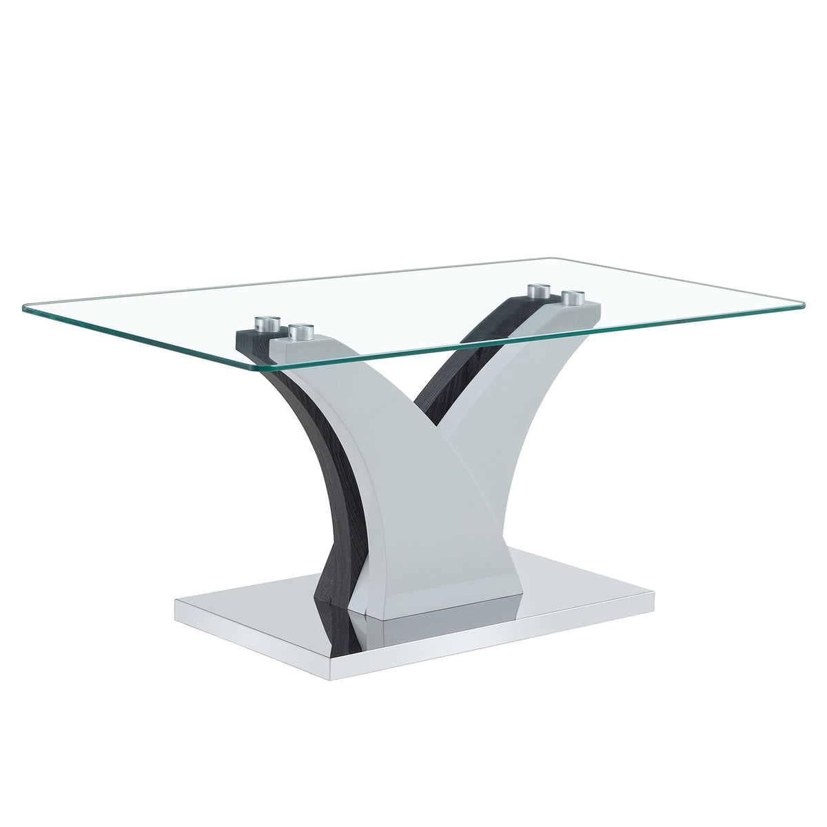 Artistic Rectangular Coffee Table With Tempered Glass Countertop
