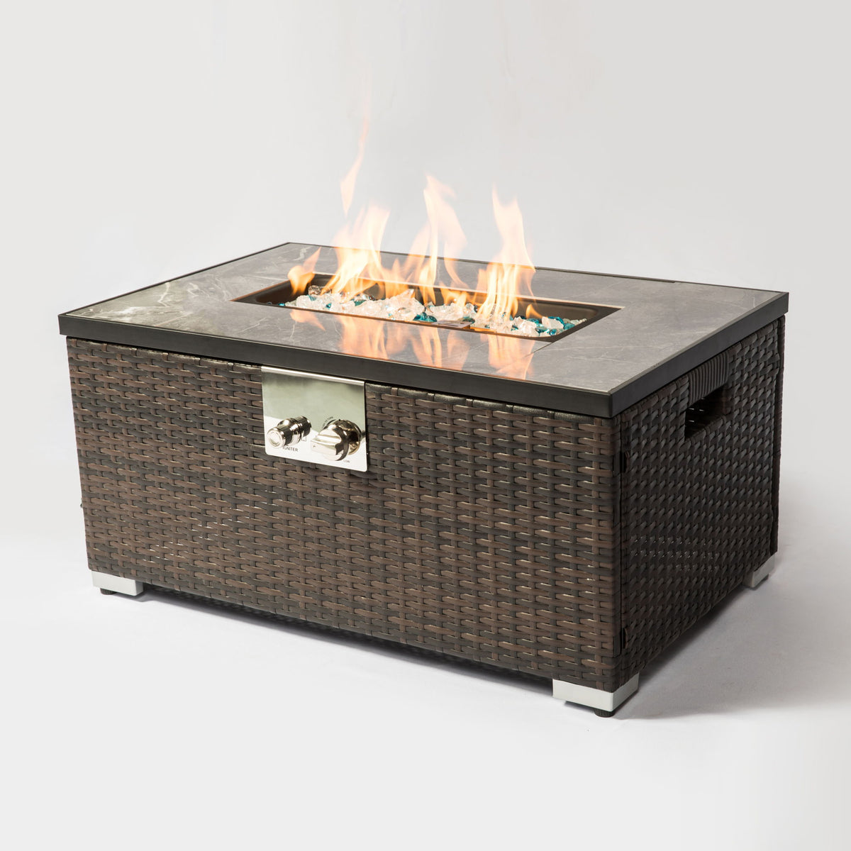 Outdoor Propane Fire Pit Table - Brown