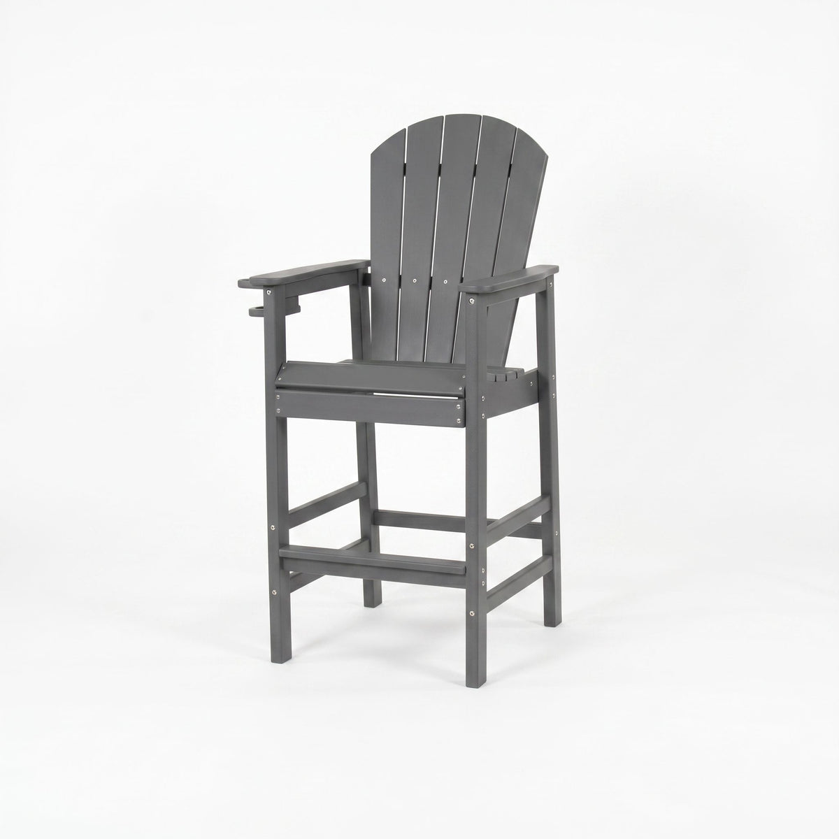 Bar Height Adirondack Chair With Cup Holder And Armrests