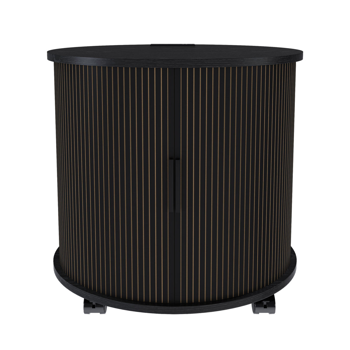 Cylinder Nightstand With Charging Station & Sliding Door