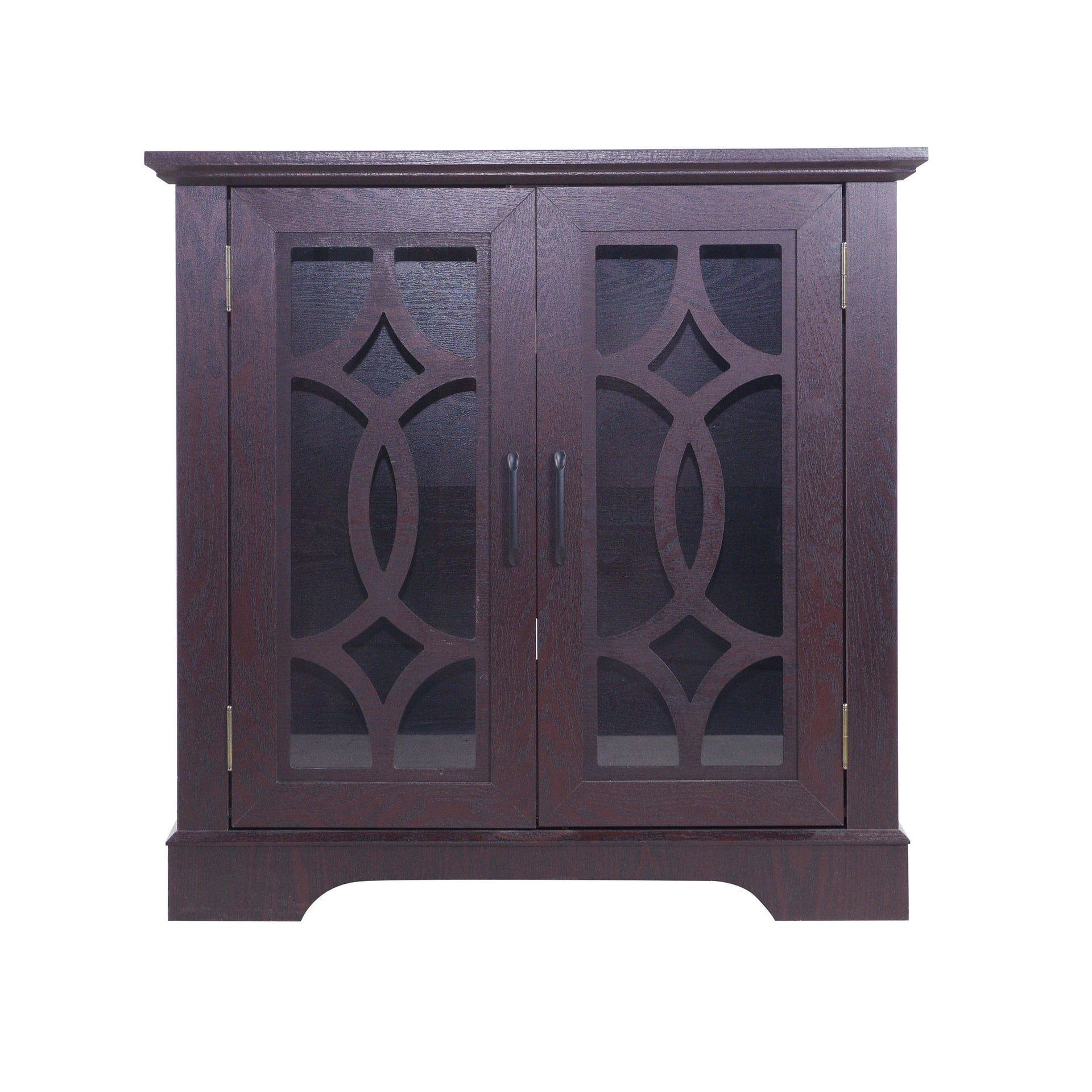 Modern Sideboard With Tempered Glass Doors - Ox Blood Red