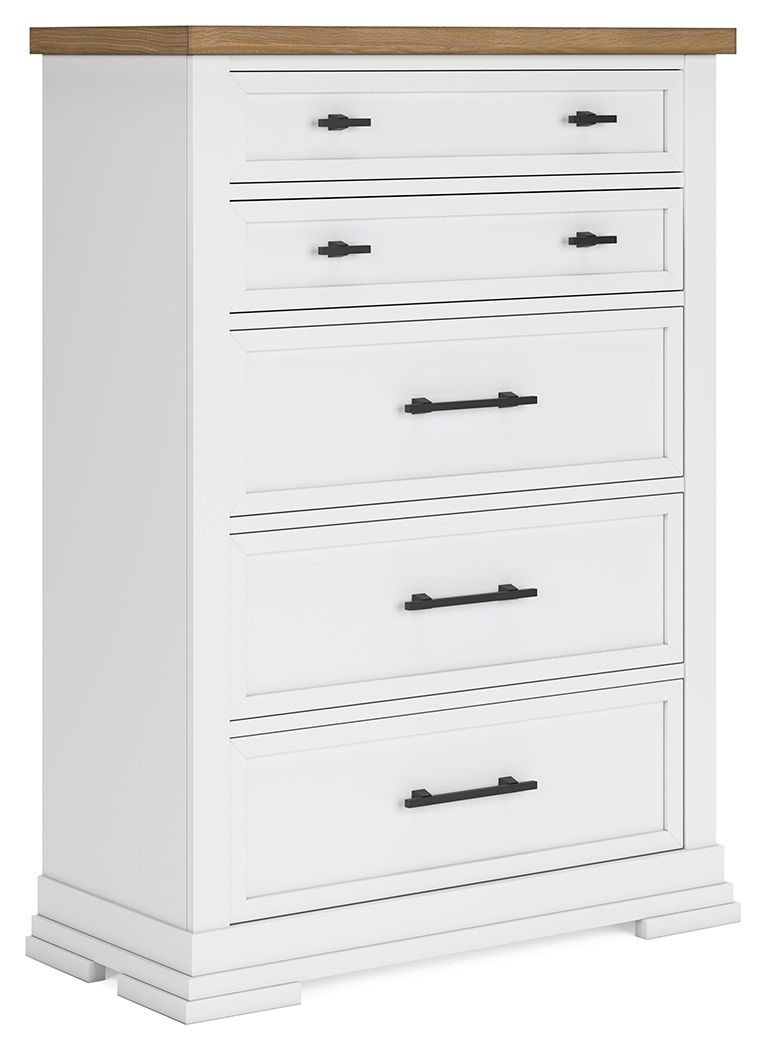 Ashbryn - Five Drawer Chest - White / Natural
