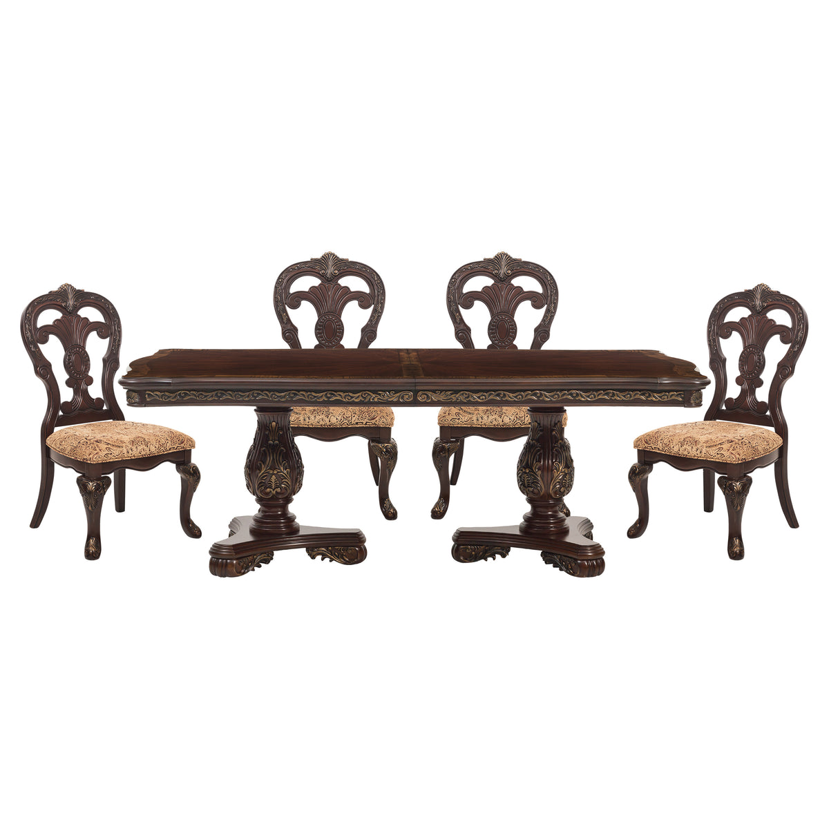Deryn Park Traditional 5-Piece Dining Set with Rectangular Extendable Table