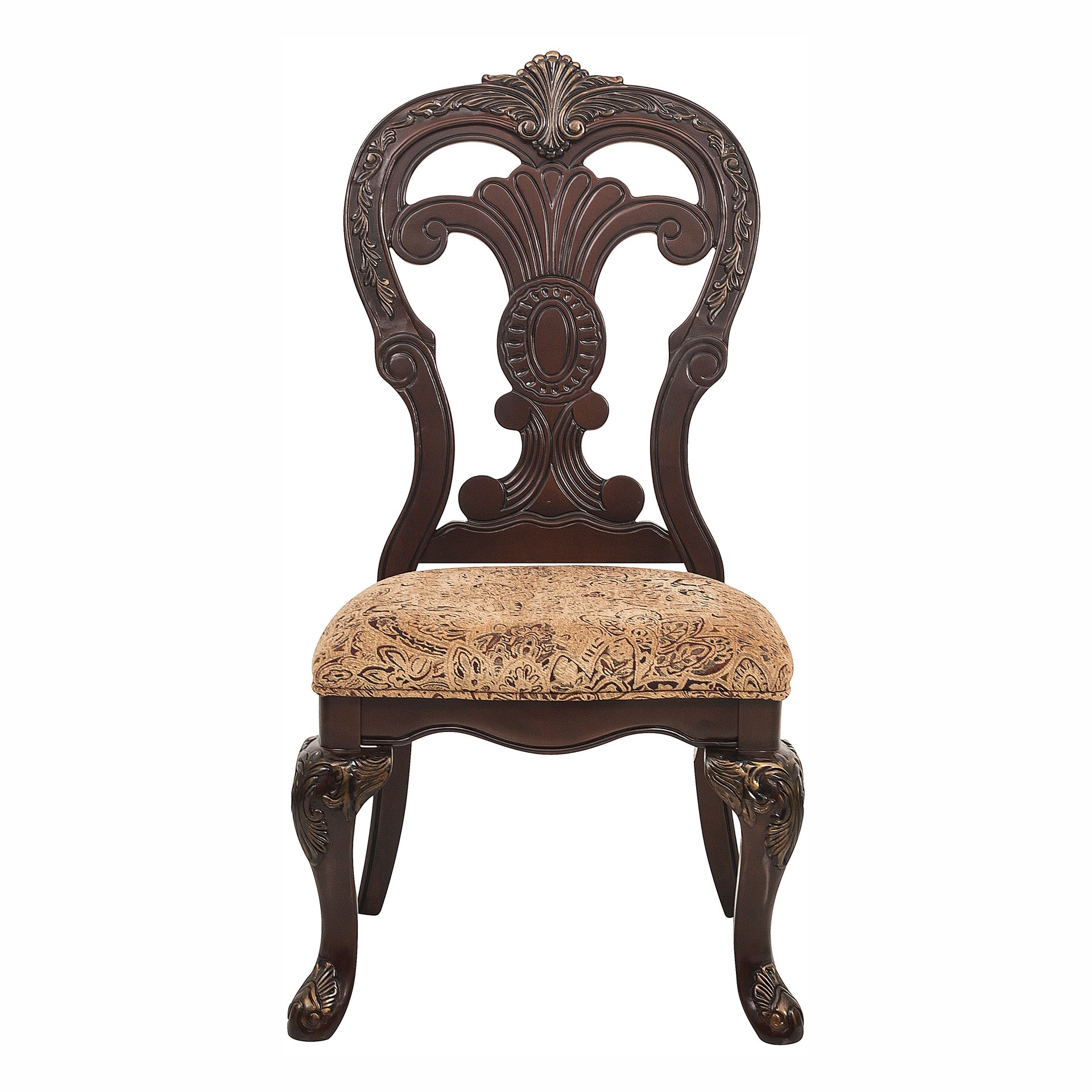 Deryn Park Upholstered Dining Chairs with Carved Wood Frame (Set of 2)