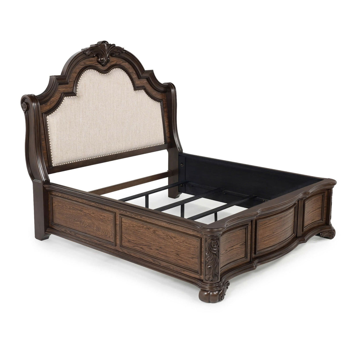 Traditional Style Upholstered Headboard Panel Bed