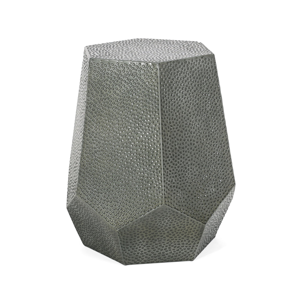 Modern Hammered Iron Geometric End Table