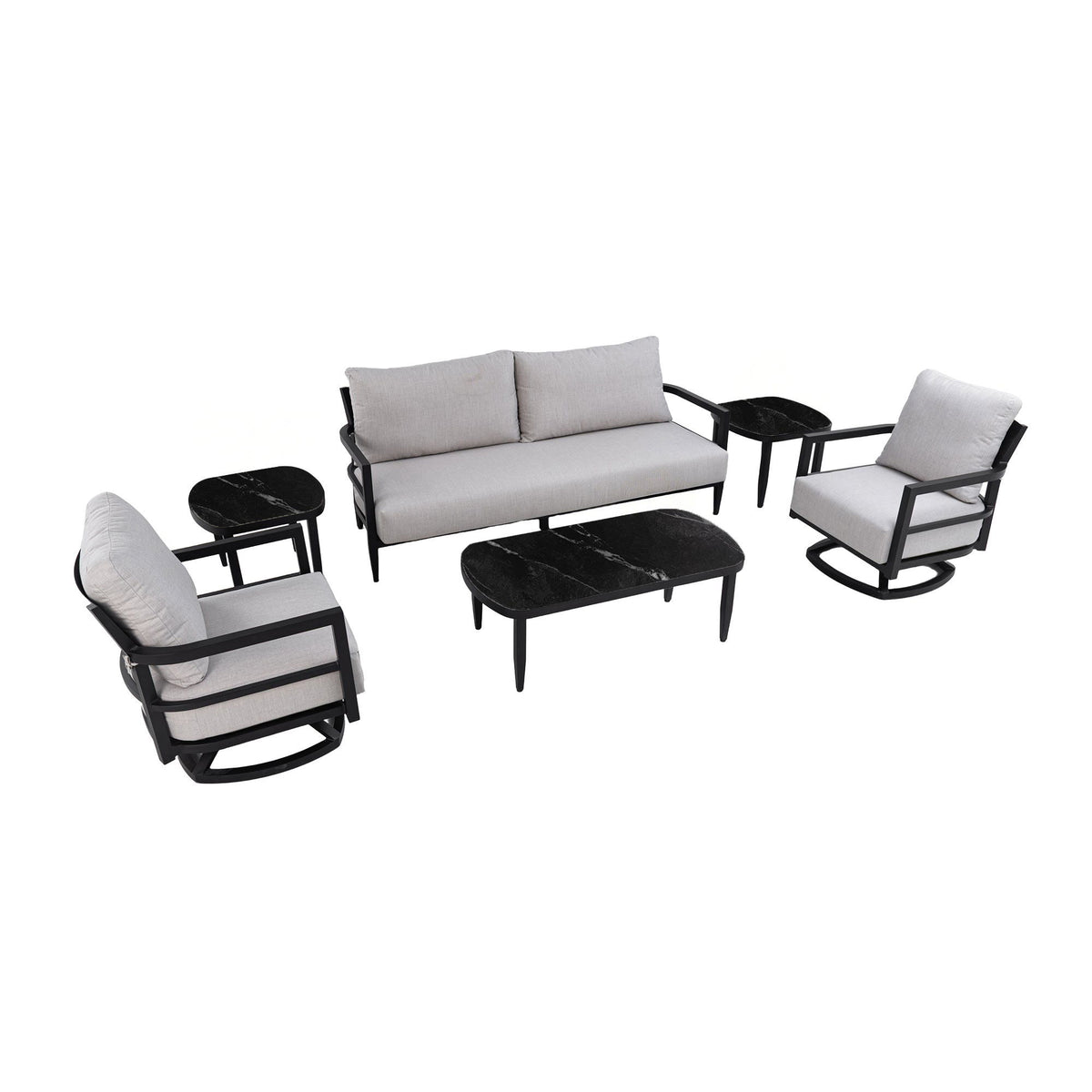 6 Piece Outdoor Conversation Set With Swivel Chairs - Ember Black
