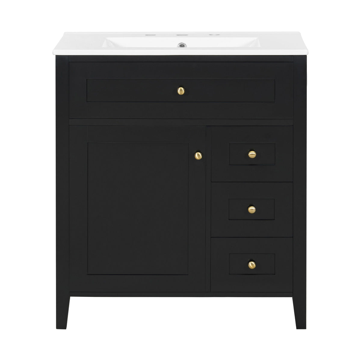 Bathroom Vanity With Sink, 3 Drawers And Adjustable Shelf