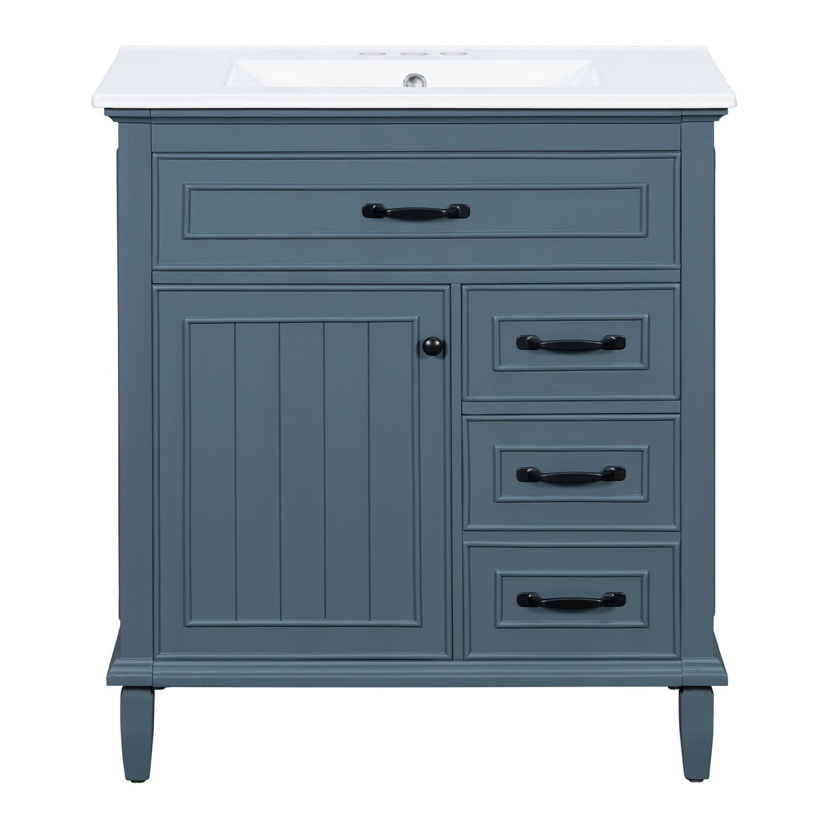 Bathroom Vanity With Sink Top, Flip Drawers, Adjustable Shelf