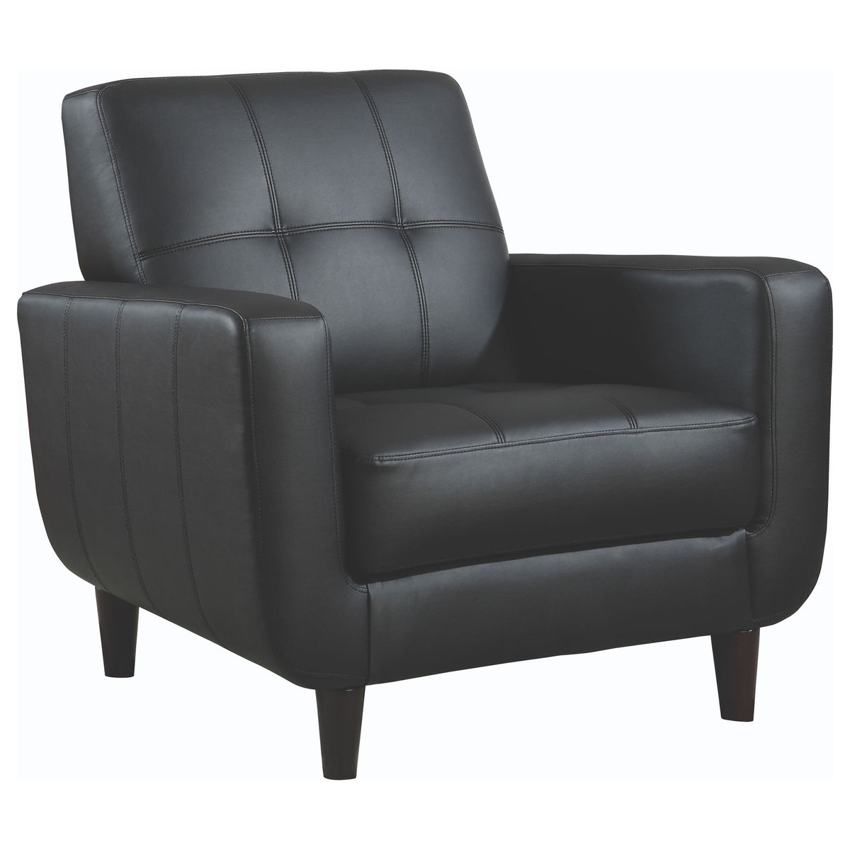 Track Arm Accent Chair With Tufted Upholstery - Black