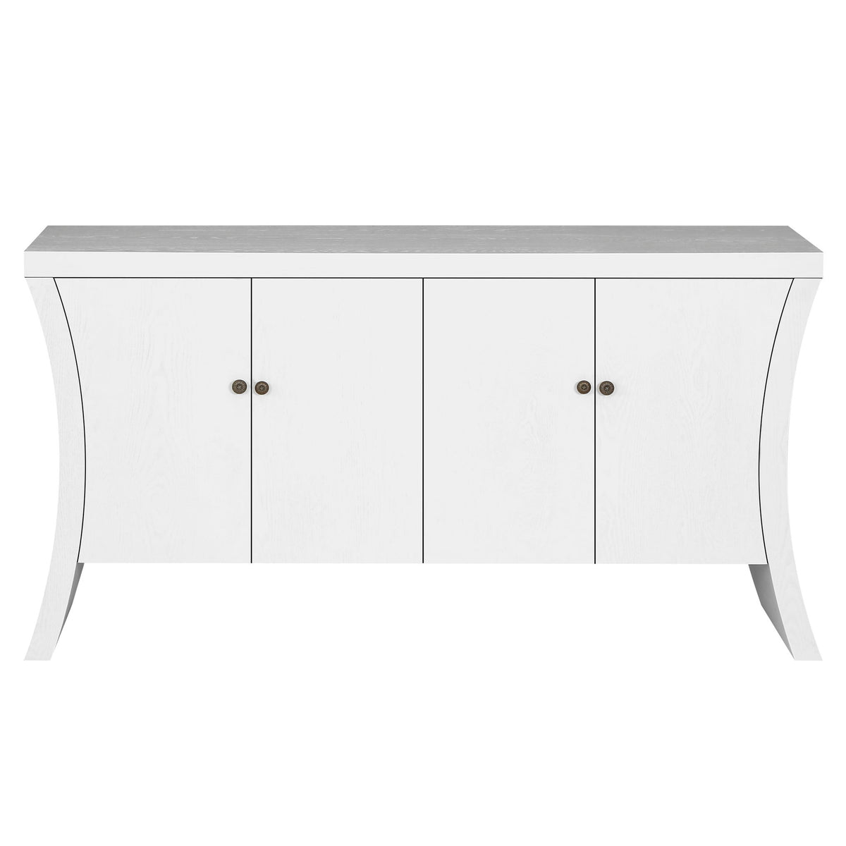 Refined Industrial 4 Door Credenza With Arc Legs & Clasps