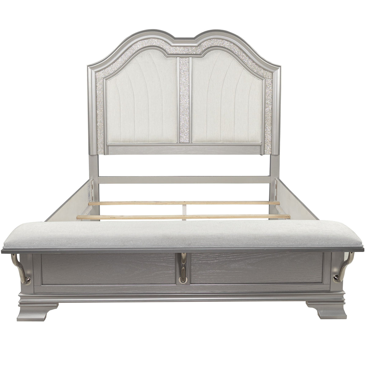 3 Piece Bedroom Set With Elegant Bed, 2 Nightstands