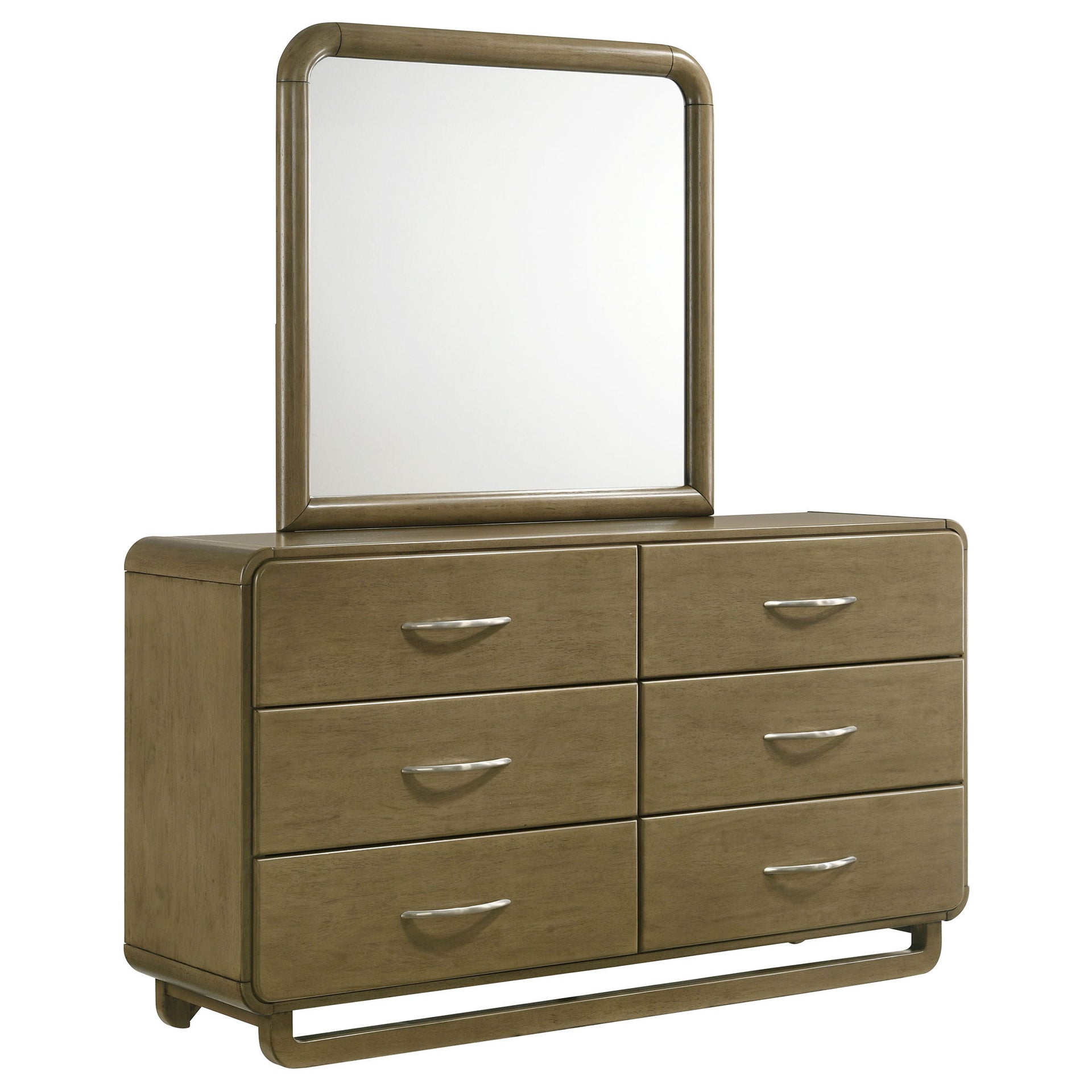 Bernardo - 6 Drawer Dresser And Mirror With Rounded Corners - Nutmeg Brown