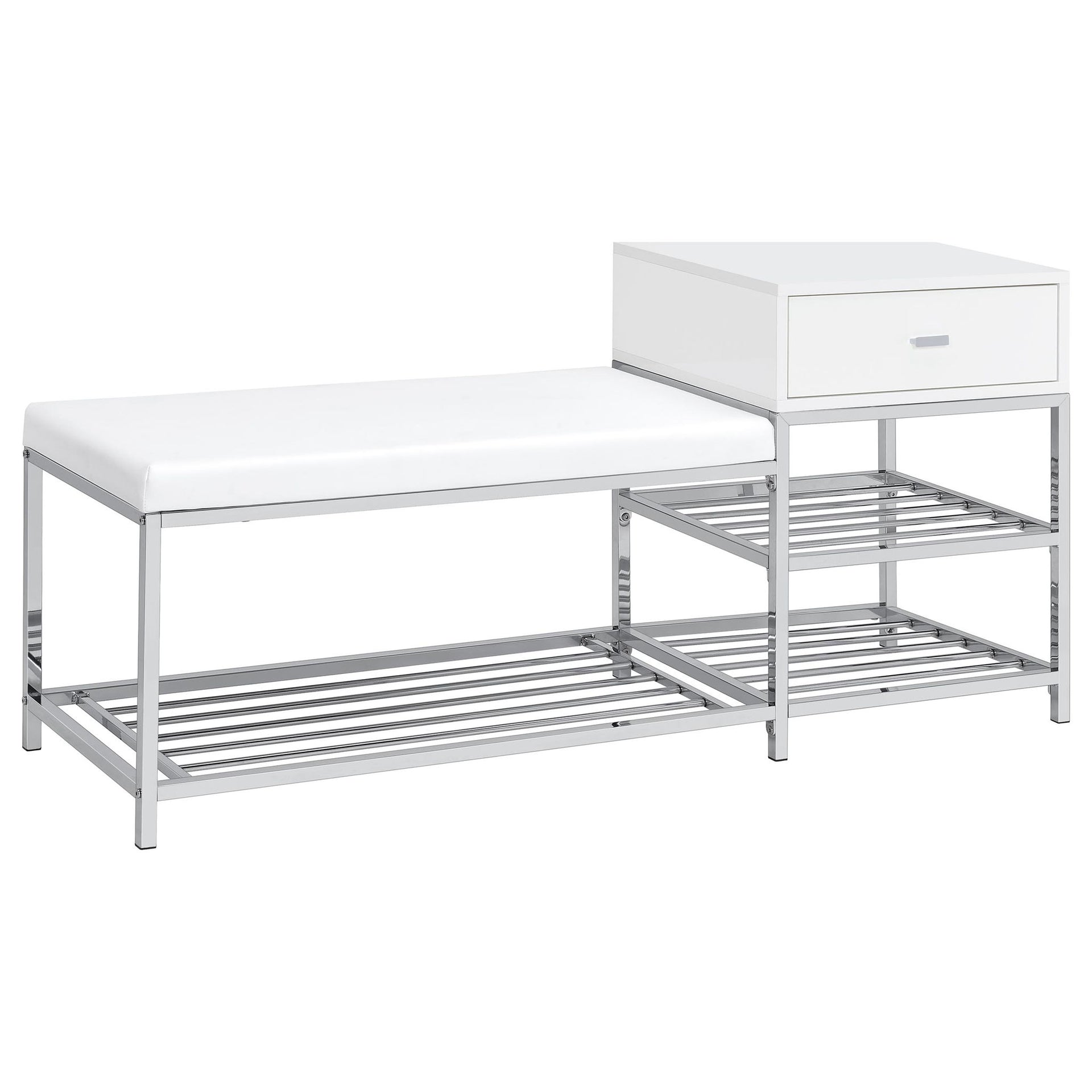 Yesler - 1 Drawer Storage Bench - Glossy White