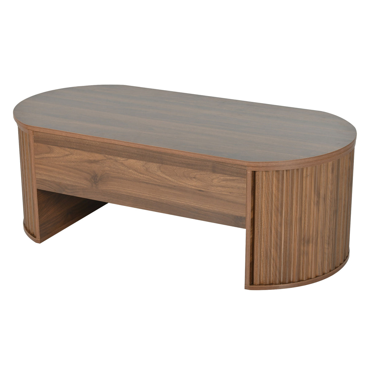 Lift Top Coffee Table With Hidden Compartment, Modern Oval Lift Tabletop For Home Living Room