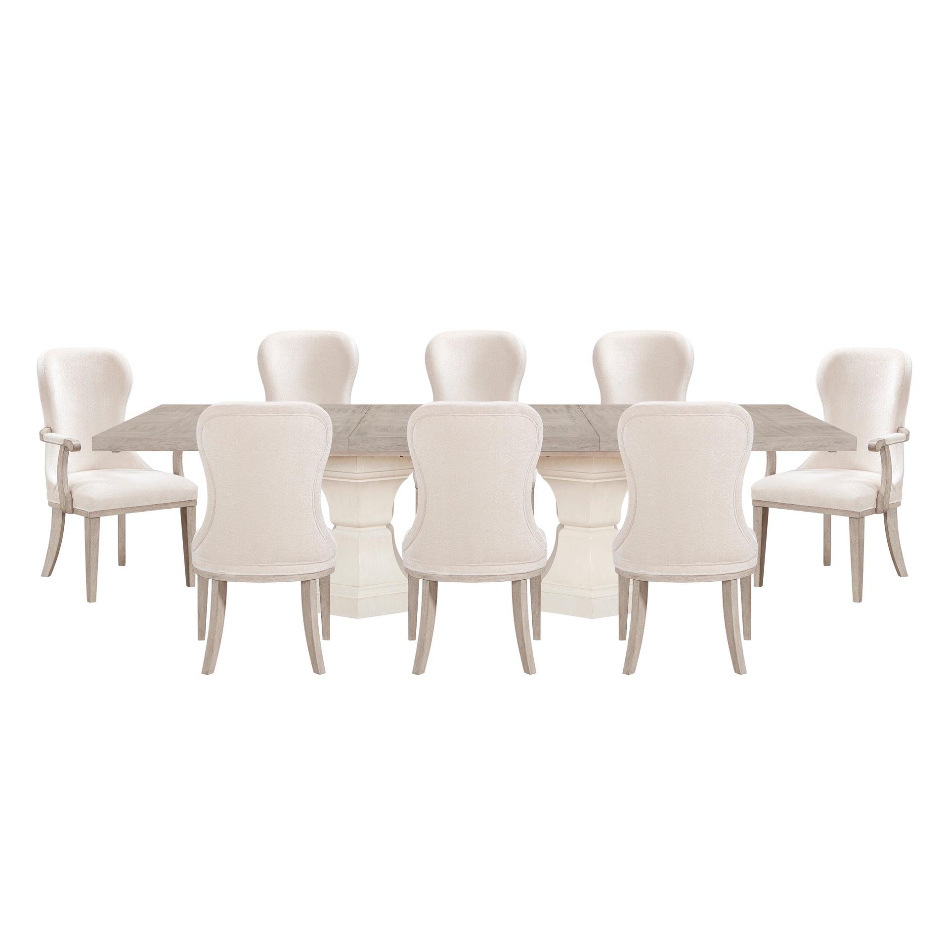Lofton Rectangular Extendable Dining Set with Double Pedestal Base