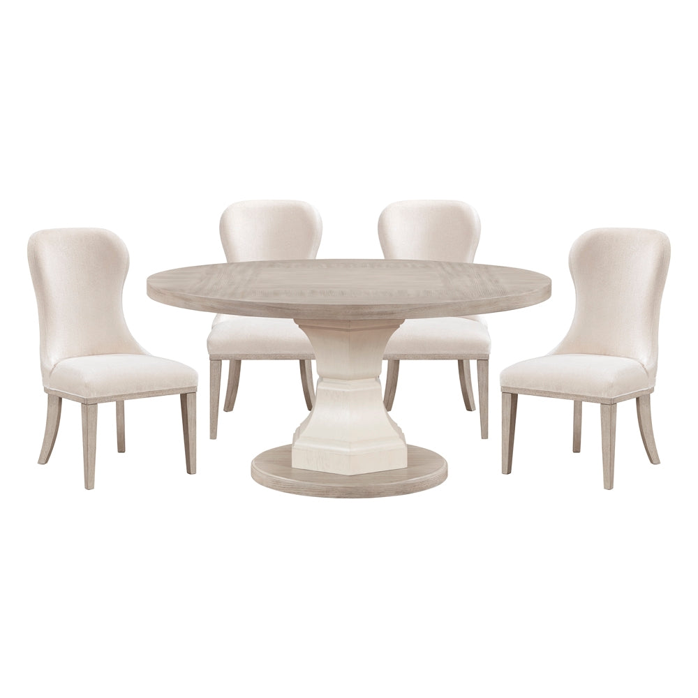Lofton Round 5-Piece Dining Set with Pedestal Base and Side Chairs
