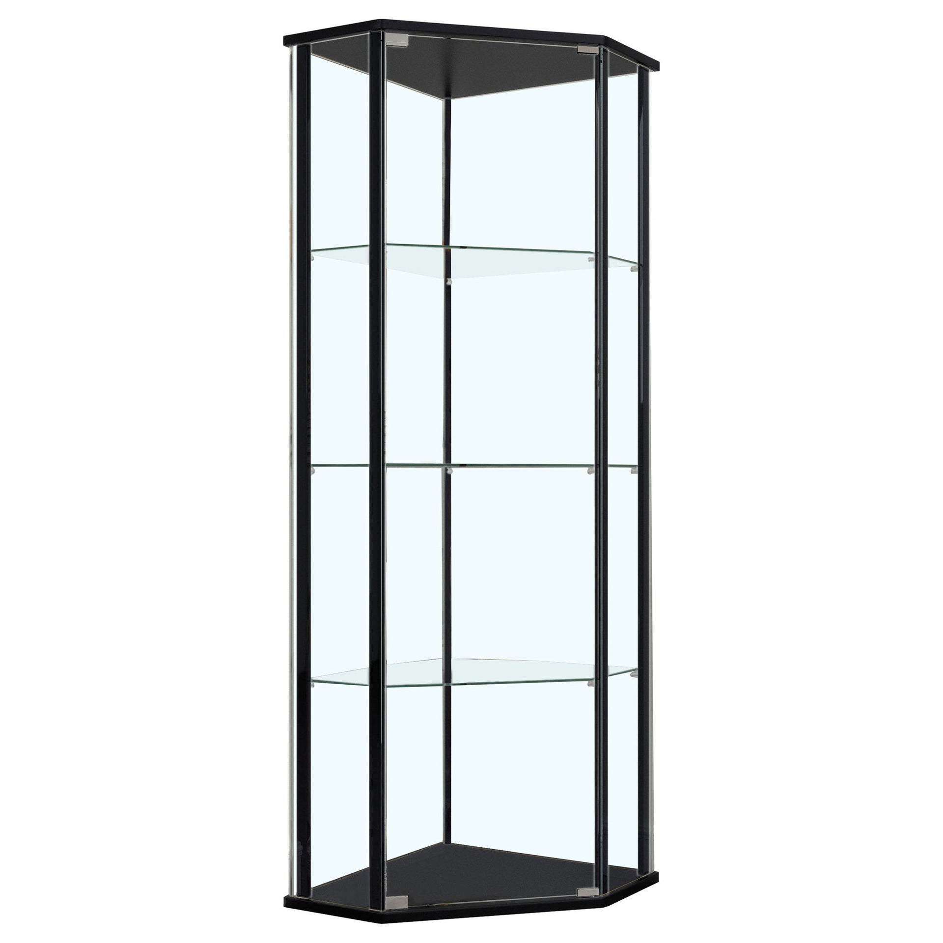 Lysander - 4 Shelf Curio Cabinet With Triangular Silhouette - Black