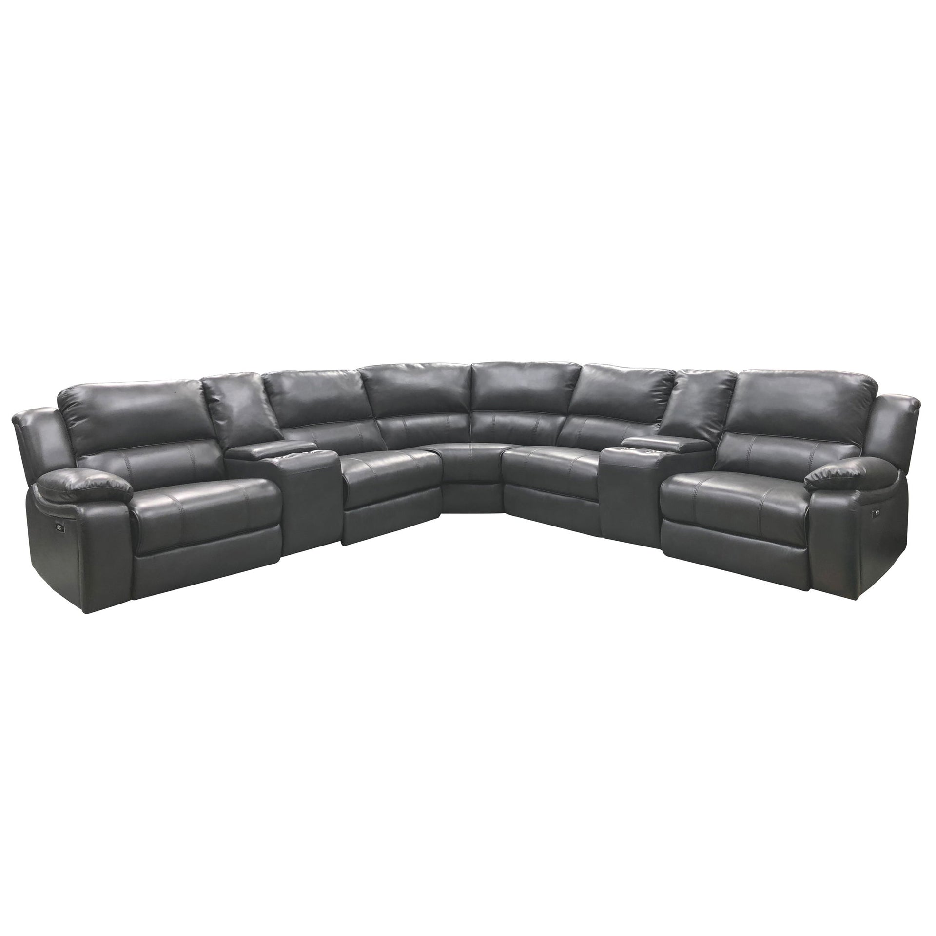 Power Reclining Sectional Sofa With 3 Adjustable Recliners, USB Ports & Cup Holders, Oversized Seating For Living Room - Black