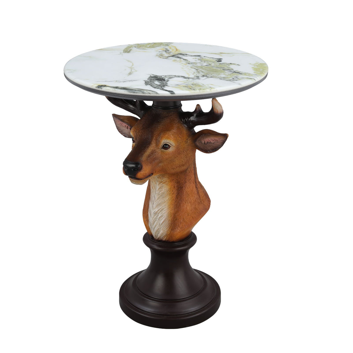 Deer Head Accent Table, Animal Statue For Living Room - Brown