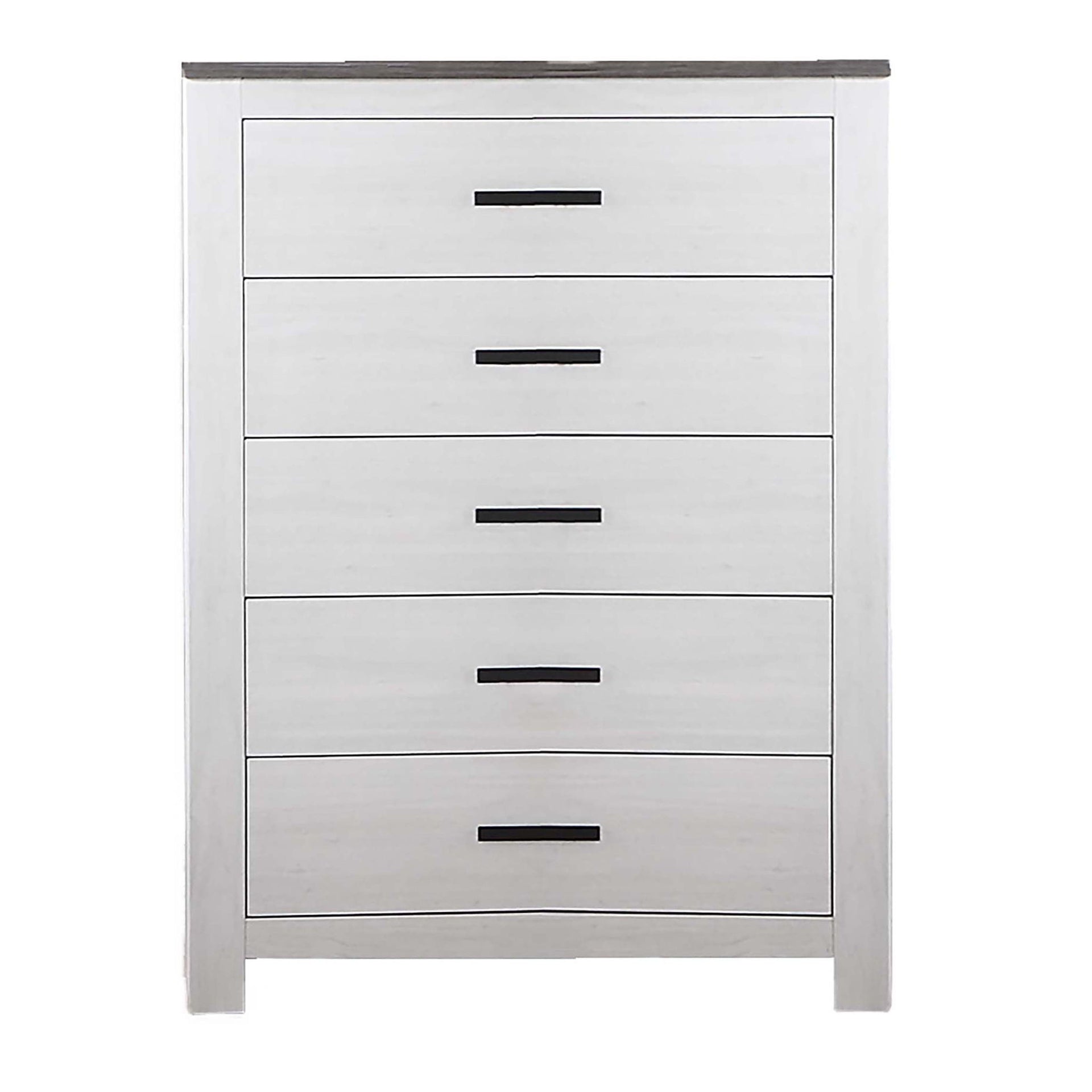 1 Piece Chest 2 Tone Sleek Bar Bedroom Furniture - White