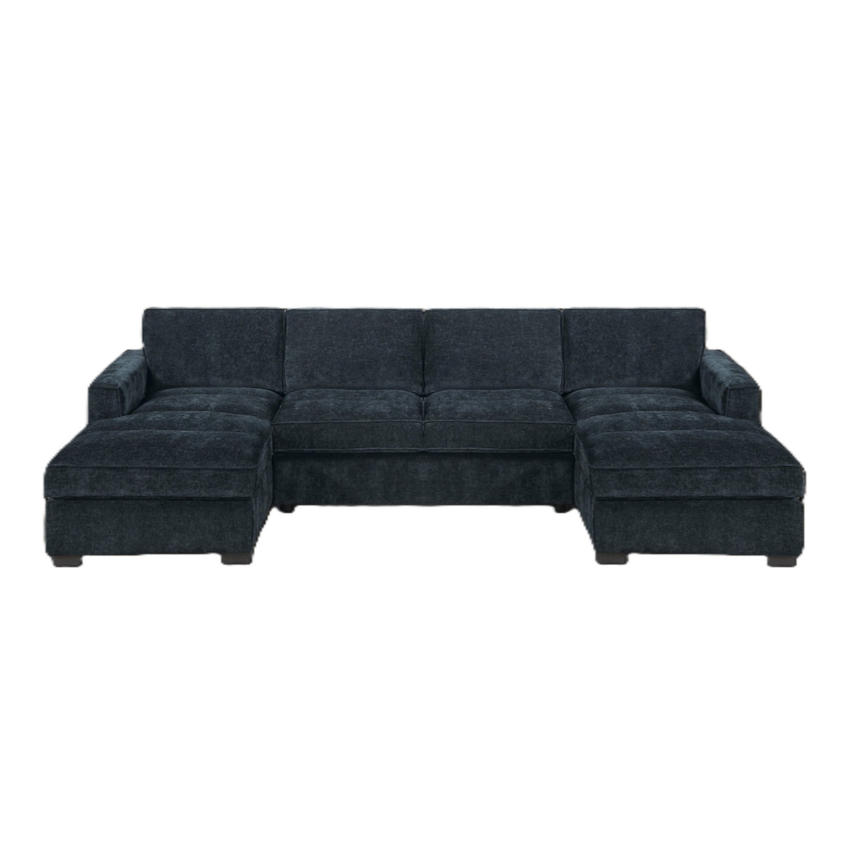 U - Sectional Sofa Upholstered LAF / RAF Chaise With Armless Loveseat And Chairs - Black