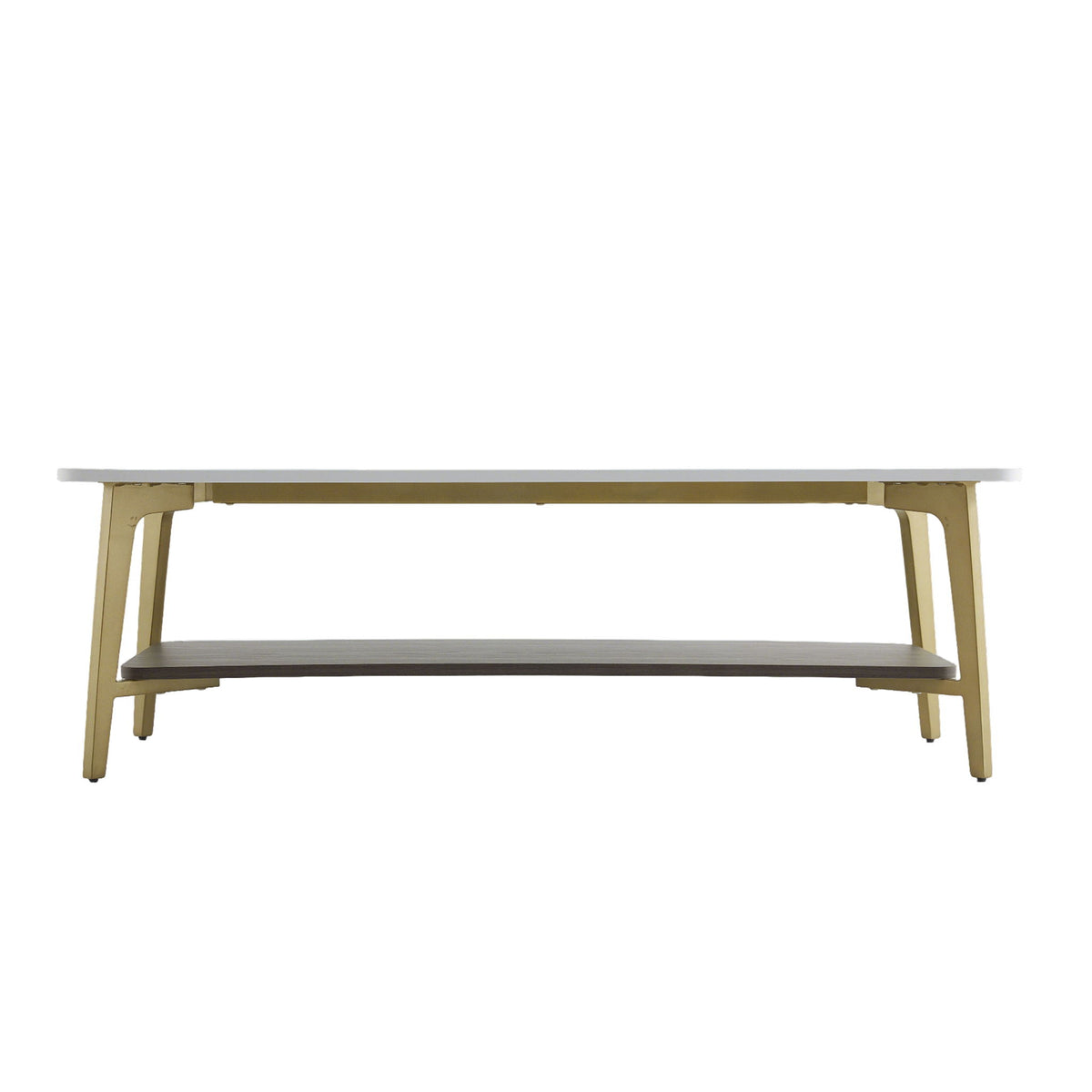 Coffee Table Rectangular Center Table For Living Room Open Space Side Table With Metal Frame - Golden / White
