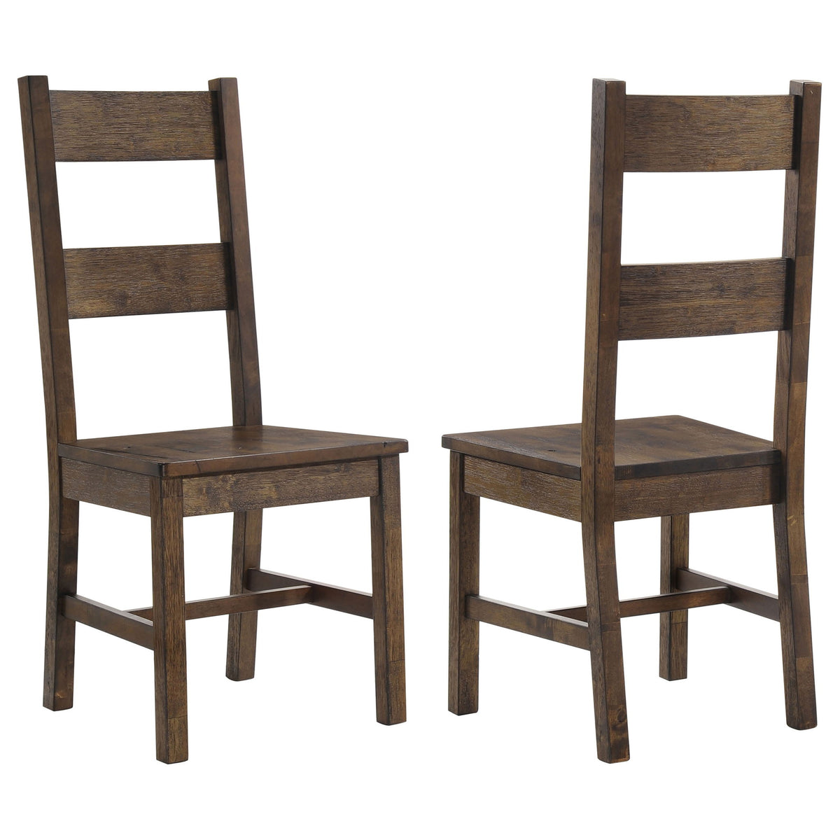 Ladder Back Dining Chairs With Straight Seat (Set of 2) - Brown