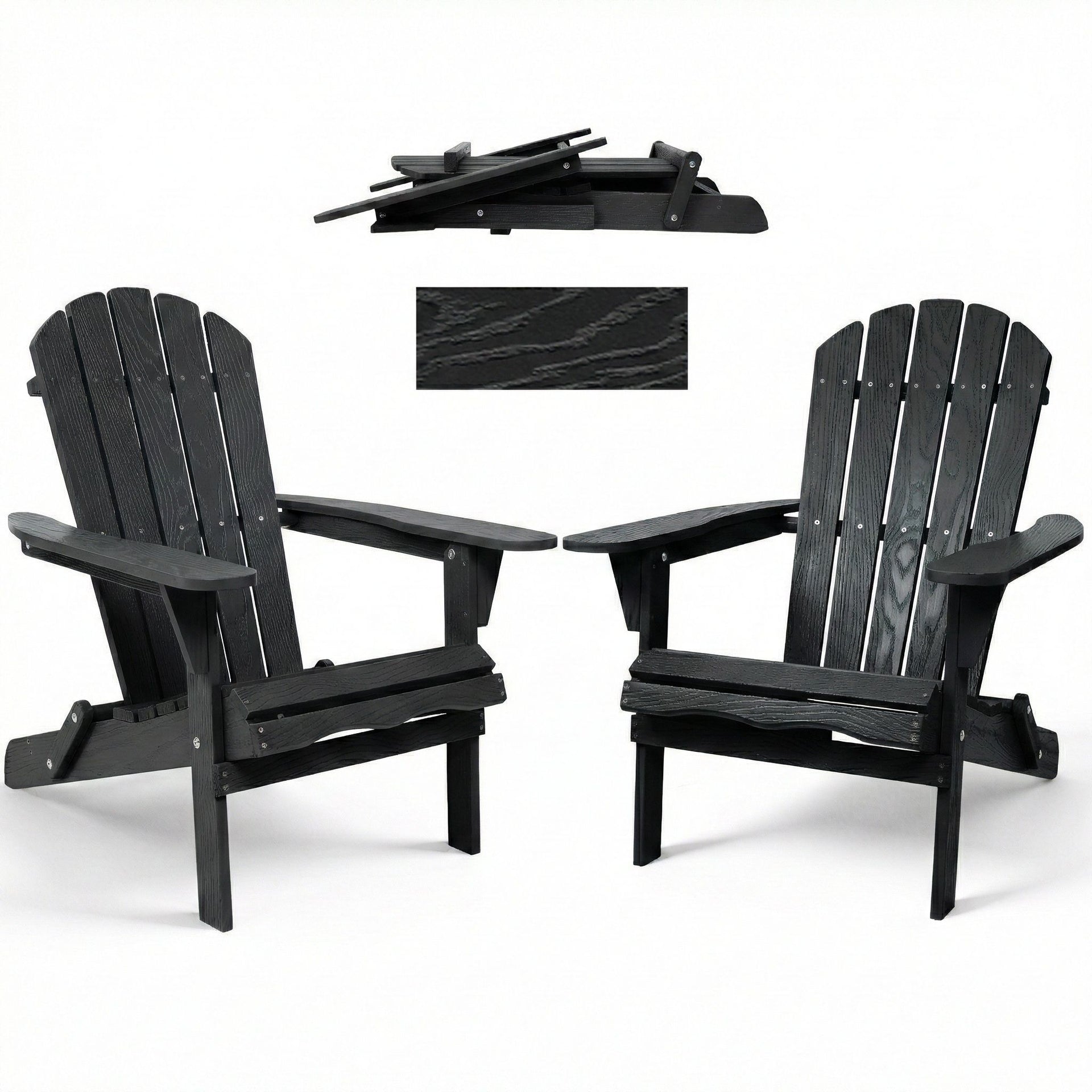Folding Adirondack Lounge Chair With Embossed Grain Texture