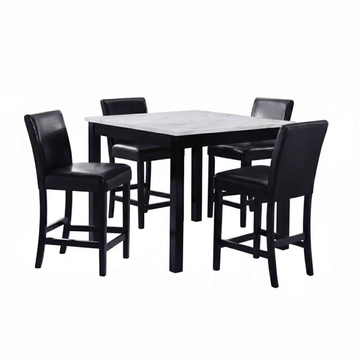 Modern 5 Piece Counter Height Dining Set With Tufted Nail Head Chairs