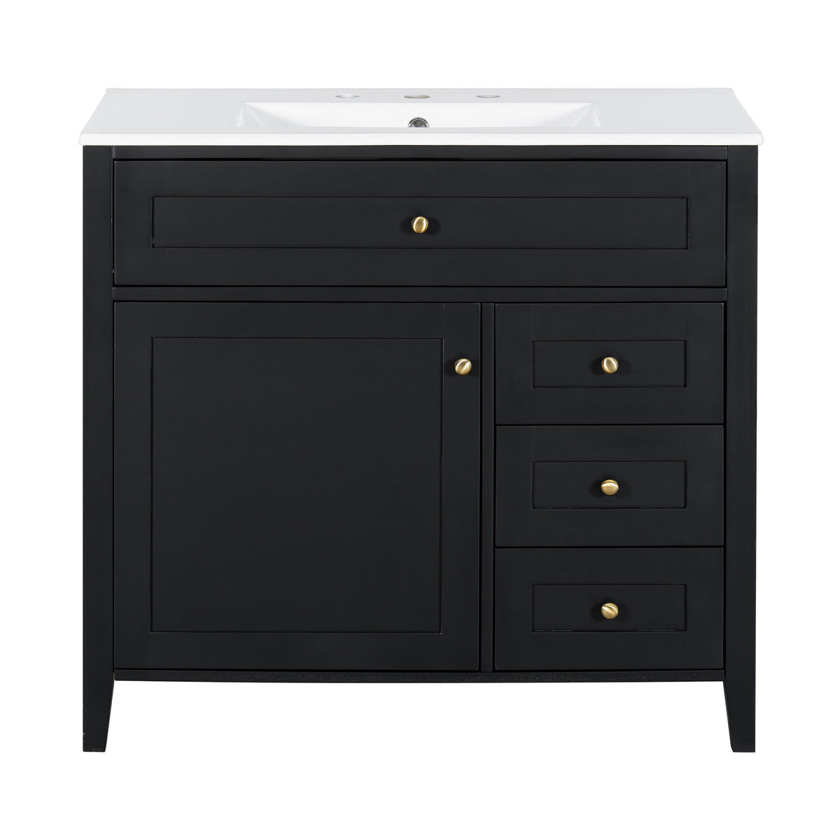 Bathroom Vanity With Sink, Cabinet With 3 Drawers And Adjustable Shelf