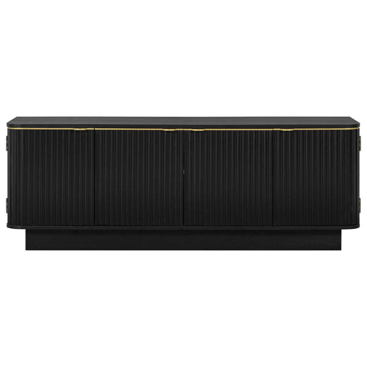 TV Stand, Fluted Media Console With Adjustable Shelves And Cable Holes