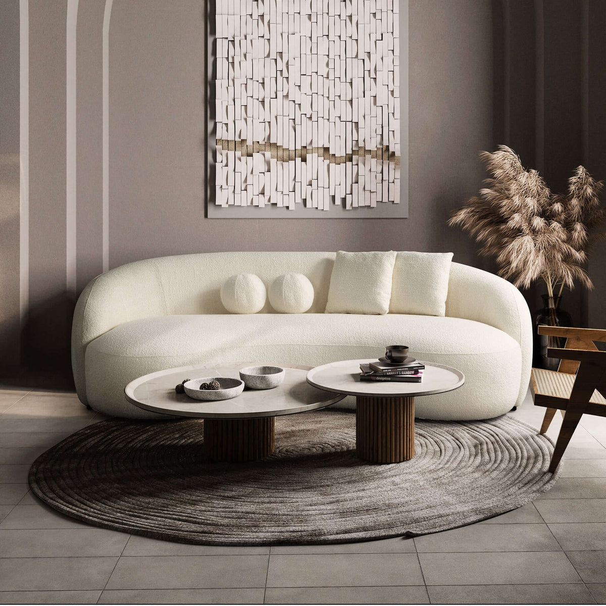 Drake - Japandi Style Curvy Boucle Sofa