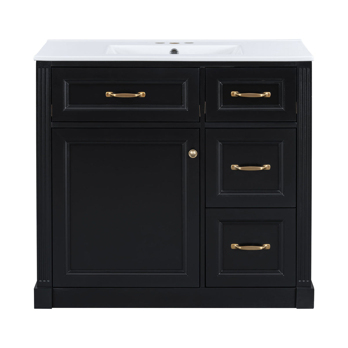 Modern Bathroom Vanity With Sink, 4 Drawers, Soft-Close Door, Adjustable Shelf
