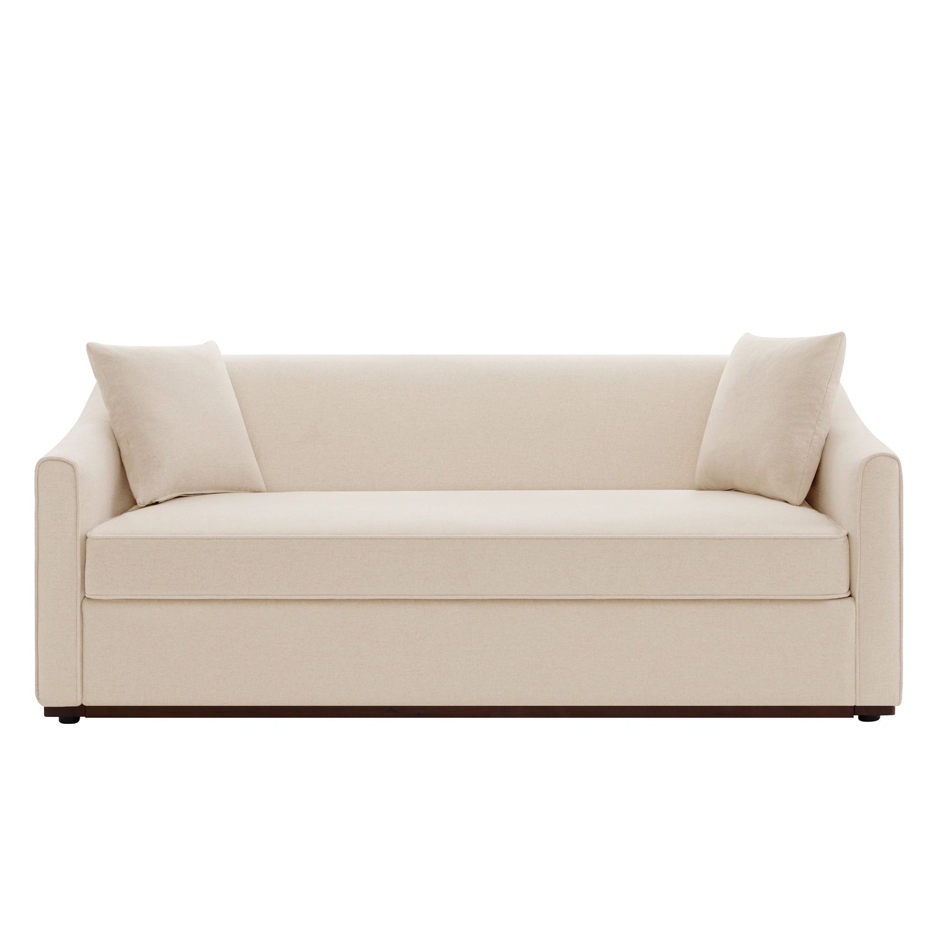 3 Seater Sofa With Wrap Around Armrests And Throw Pillows, For Living Room - Oatmeal