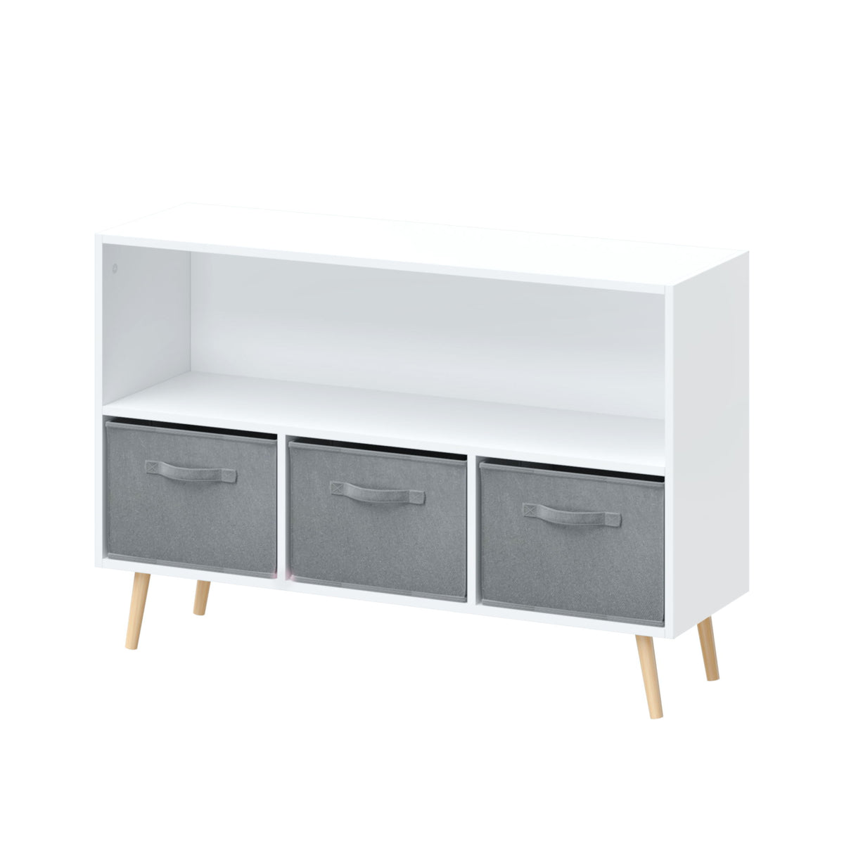 Bookcase With Collapsible Drawers, Book Display Organizer