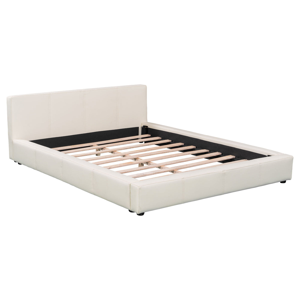 Stylish Upholstered Bed With Birch Wood Frame