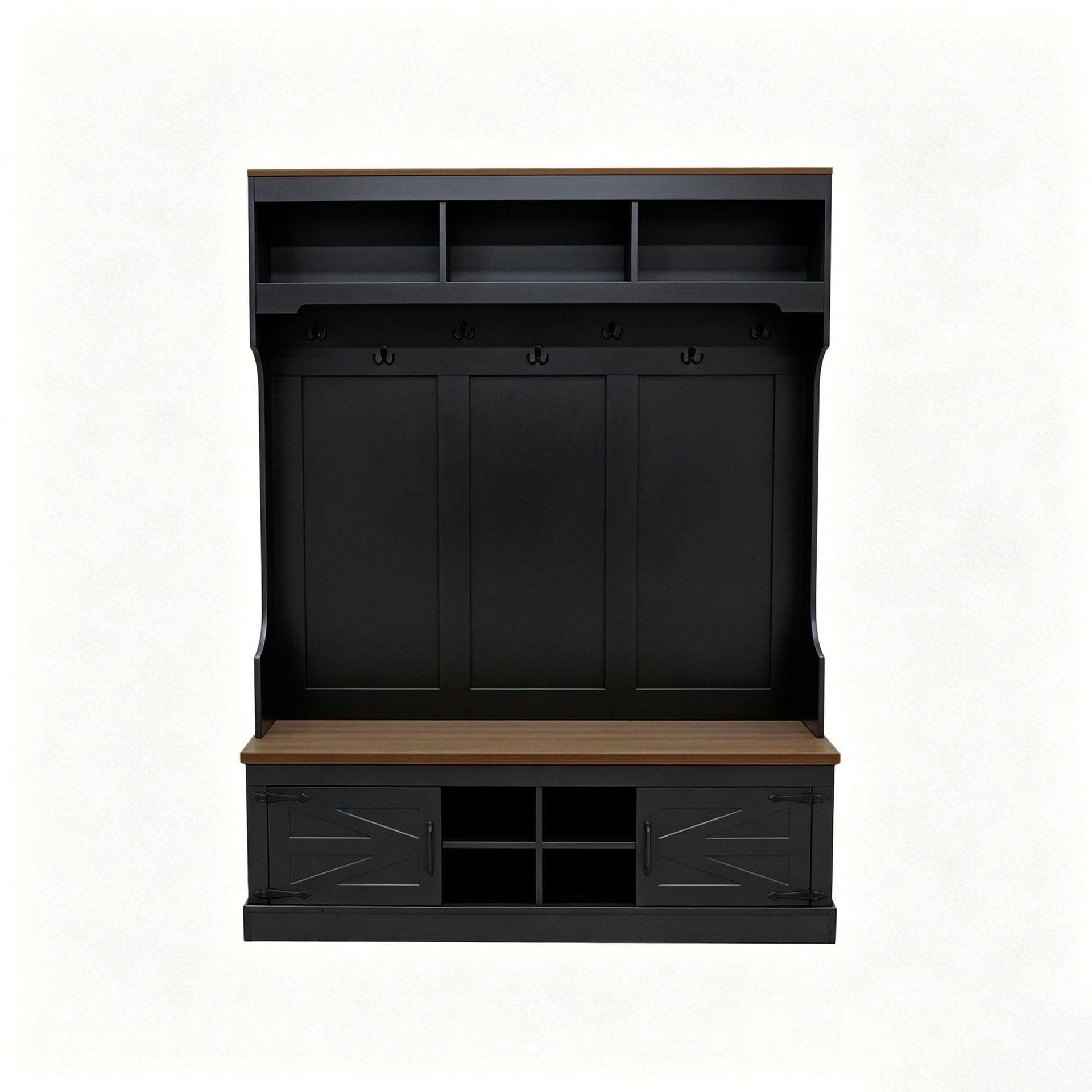 Farmhouse Hall Tree With Bench And Shoe Storage