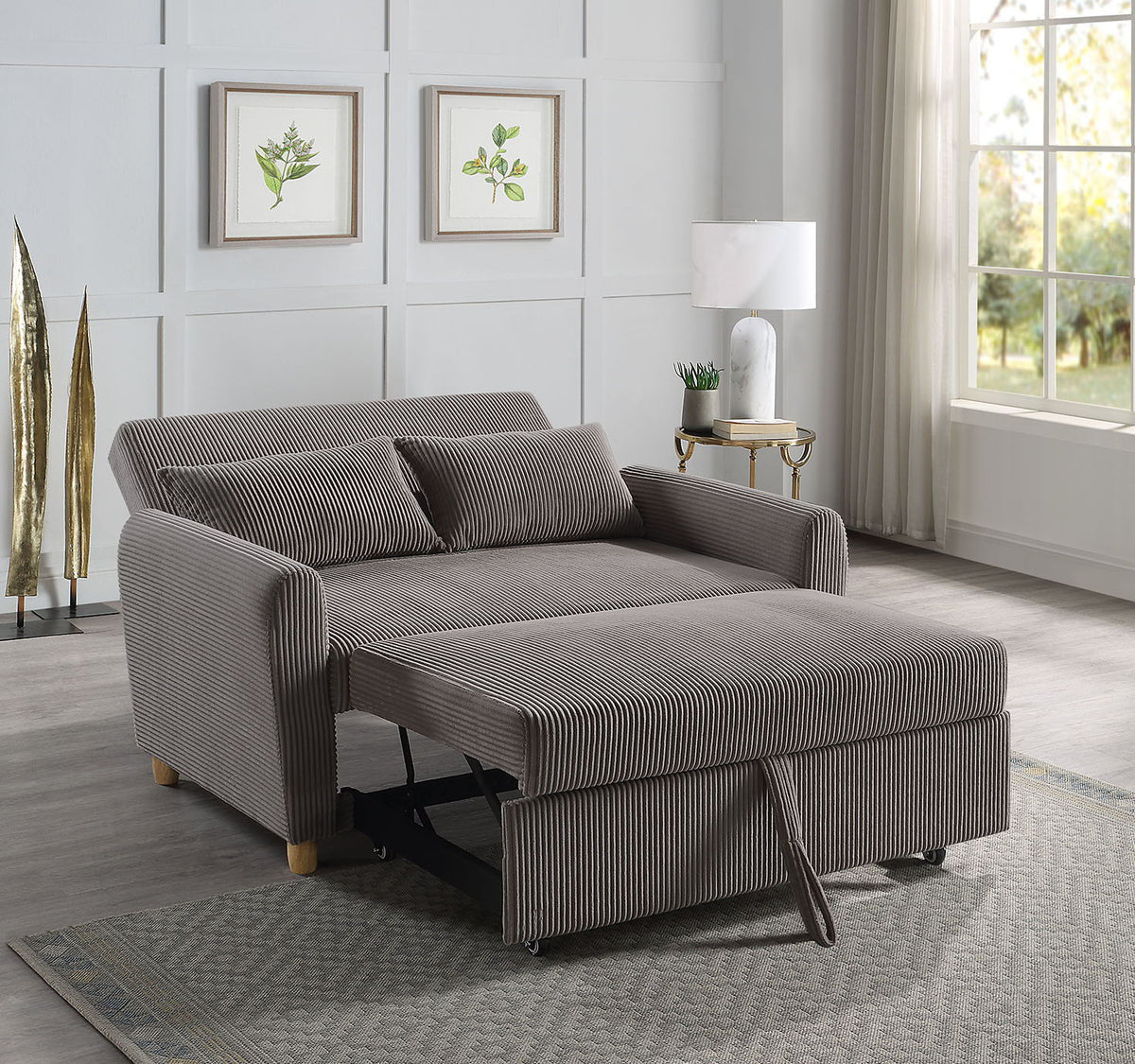 Justine - Convertible Sleeper Loveseat - Brown