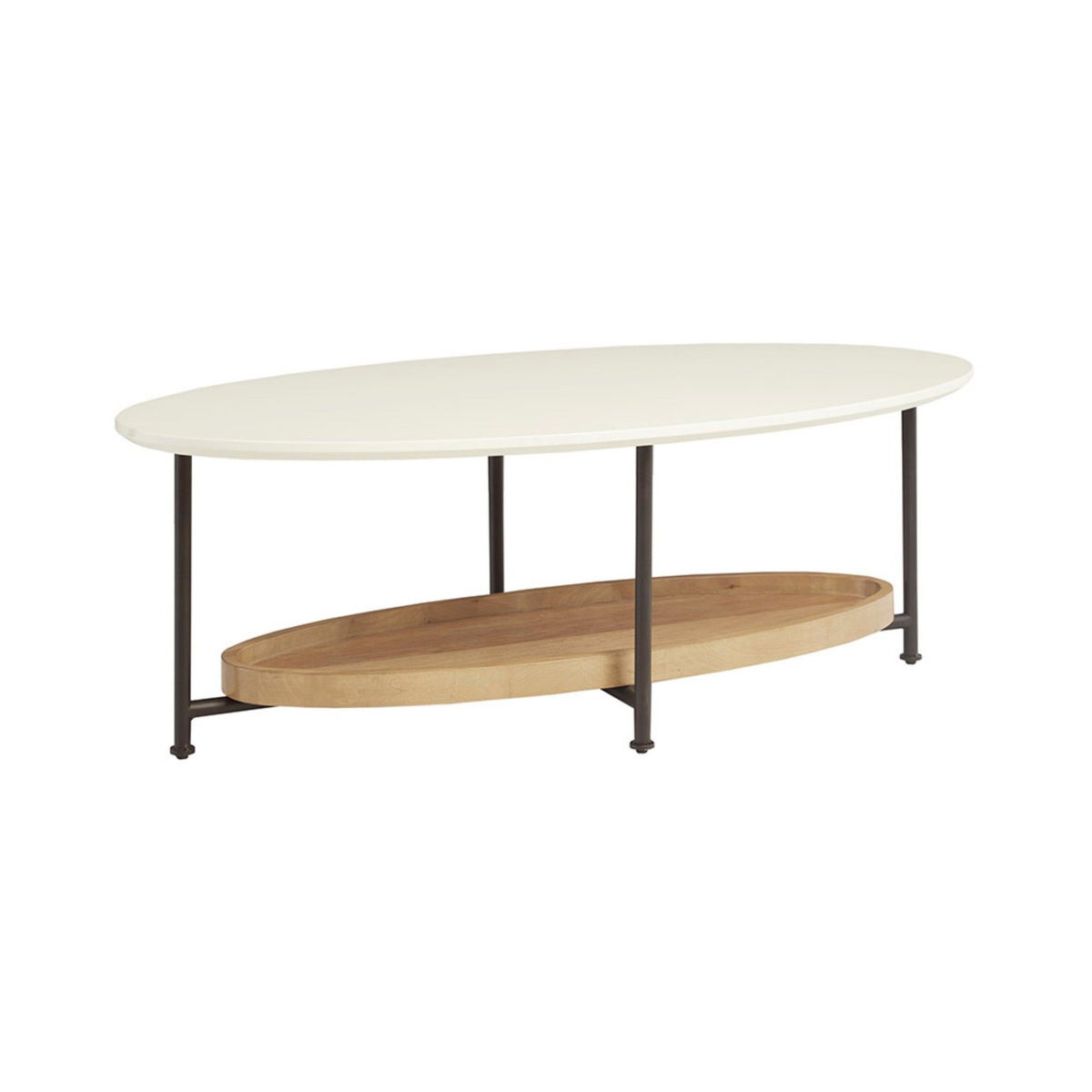 Oval Coffee Table - White / Natural