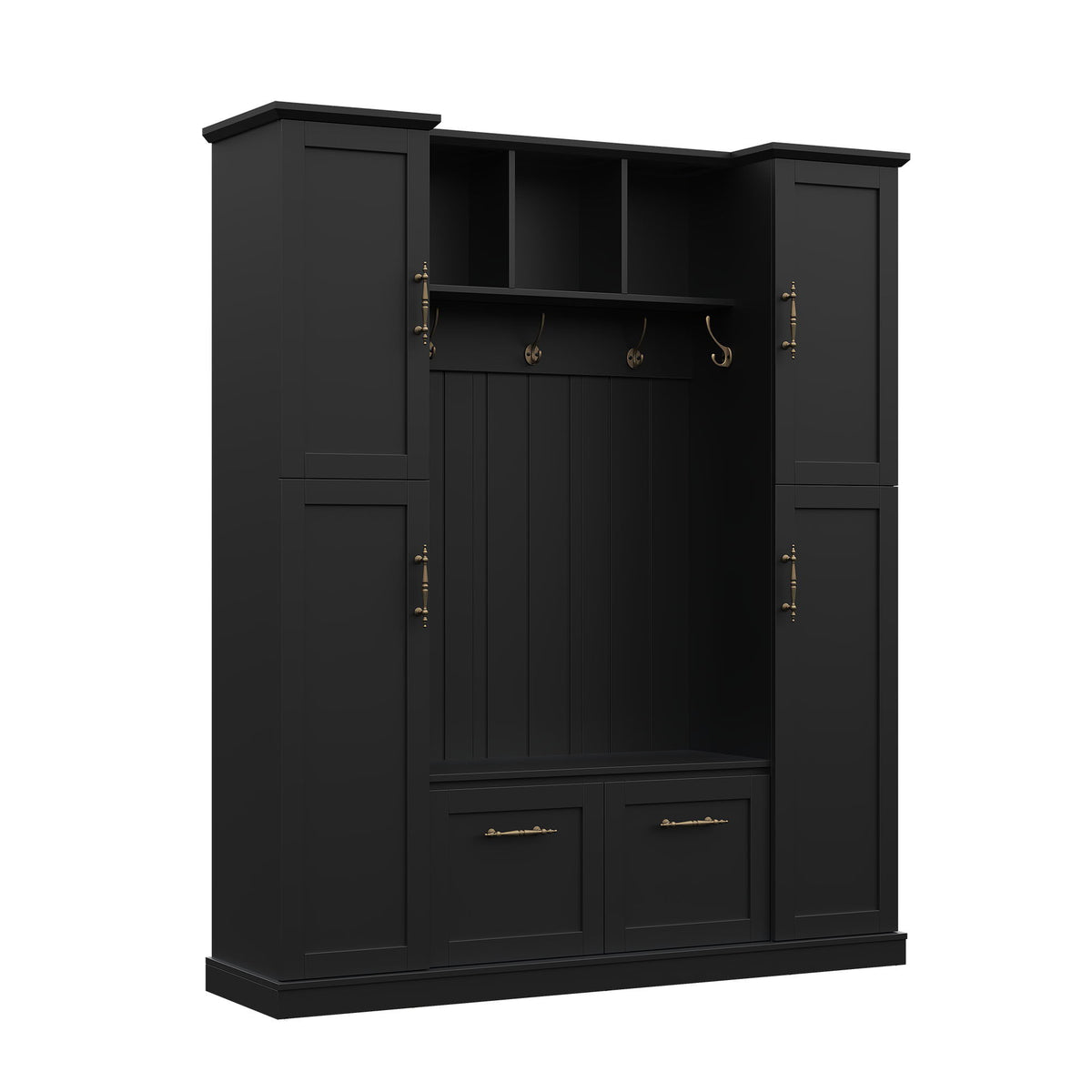Hall Tree With 4 Side Cabinets
