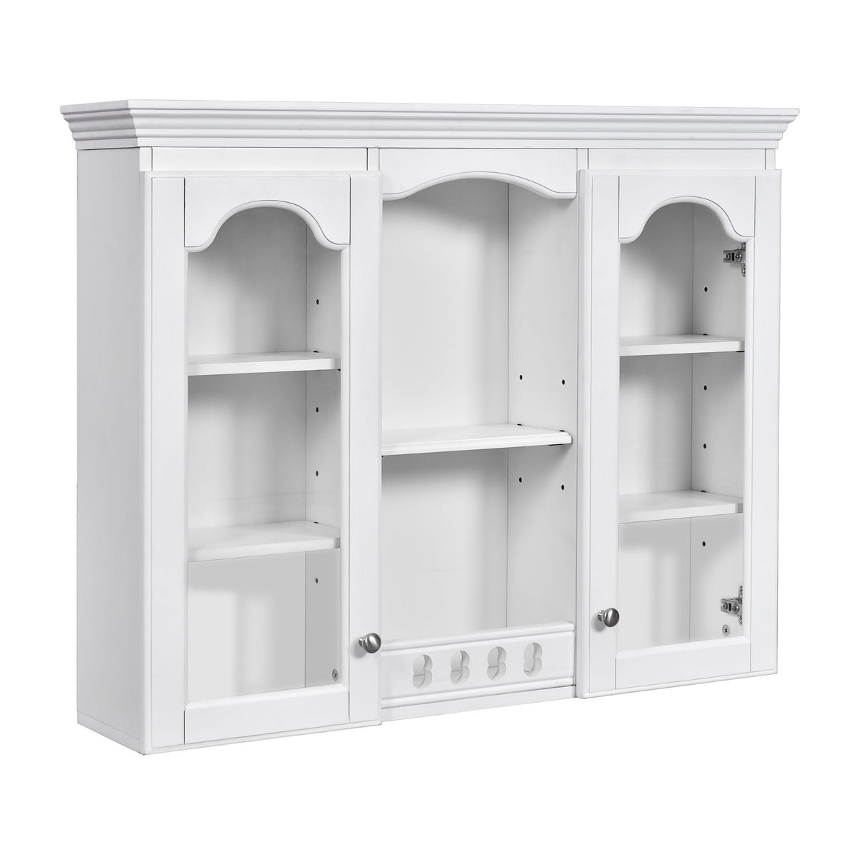 Wall-Mounted Medicine Cabinet With 2 Glass Doors, Adjustable Shelves - White