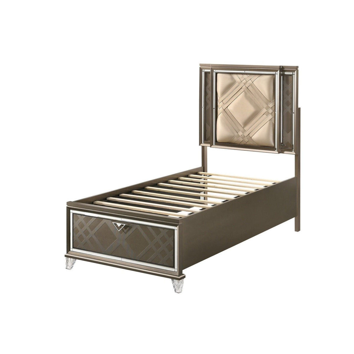 Skylar - Full Bed With LED & Storage - Champagne